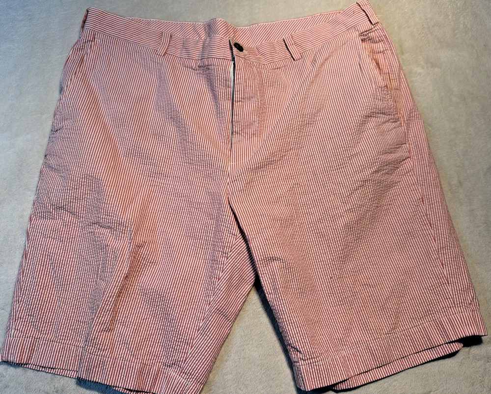 Brooks Brothers 346 Seersucker Shorts Mens 40 Red White Stripe Preppy Chino